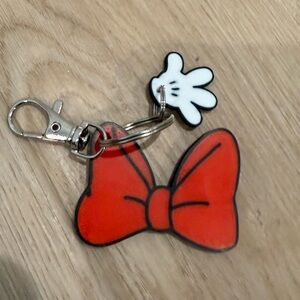 Disney Red Bow Keychain with Hand Charm